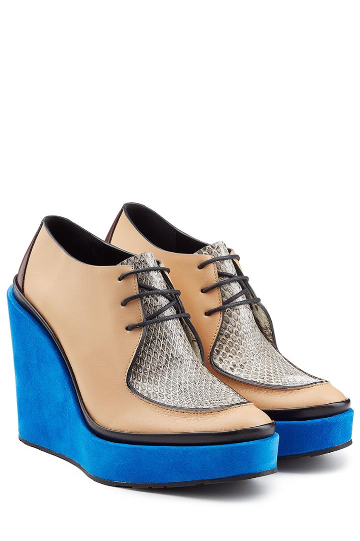 Jil Sander Jil Sander Suede And Leather Lace-up Wedges - Multicolor