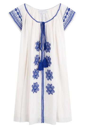 Christophe Sauvat Christophe Sauvat Bolshoi Embroidered Cotton Tunic Dress - White