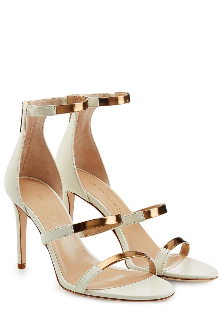 Tamara Mellon Tamara Mellon Leather Sandals With Metallic Straps - White