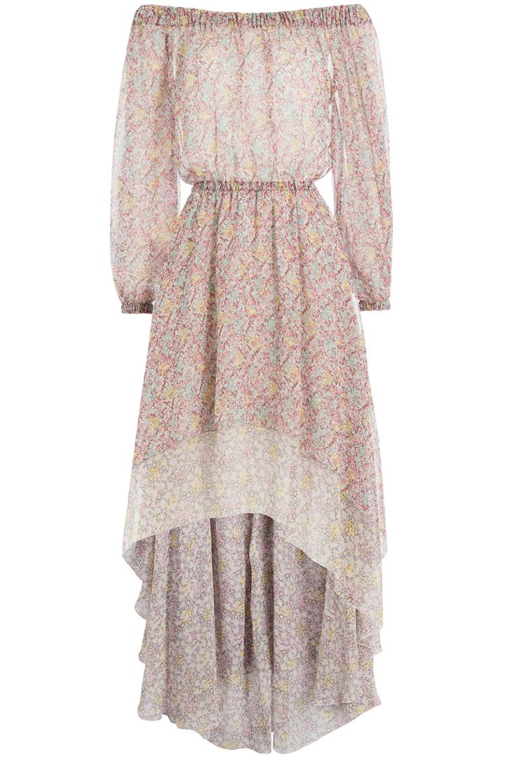 Philosophy Di Lorenzo Serafini Philosophy Di Lorenzo Serafini Printed Silk Carmen-style Dress - Multicolor