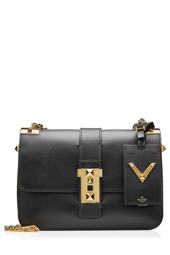 Valentino Valentino B Rockstud Leather Shoulder Bag - Black