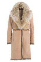 Roberto Cavalli Roberto Cavalli Lambskin Coat With Fur Collar - Brown