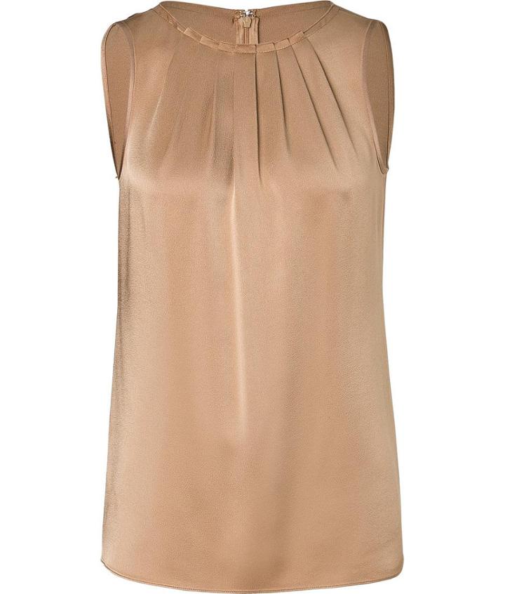 Michael Kors Satin Charmeuse Pleated Neck Shell