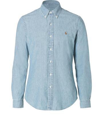 Ralph Lauren Blue Label Cotton Chambray Shirt In Medium Wash
