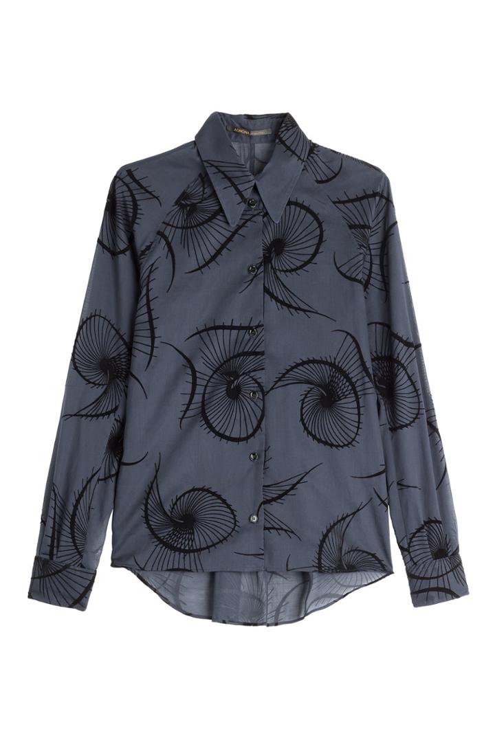 Agnona Agnona Cotton Shirt With Velvet Appliqué - None