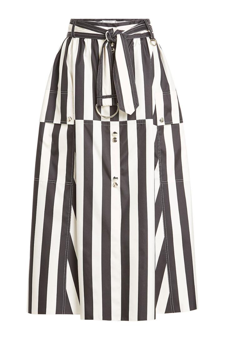 Nina Ricci Nina Ricci Striped Silk Midi Skirt