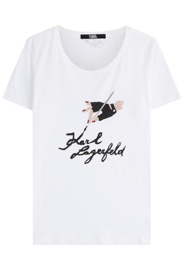 Karl Lagerfeld Karl Lagerfeld Painted Karl Signature Cotton T-shirt