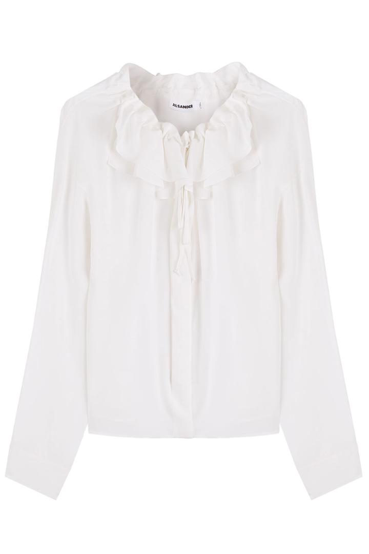 Jil Sander Jil Sander Silk Shirt With Ruffled Collar - White