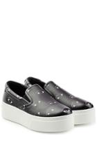 Kenzo Kenzo Printed Leather Platform Slip-on Sneakers - Black