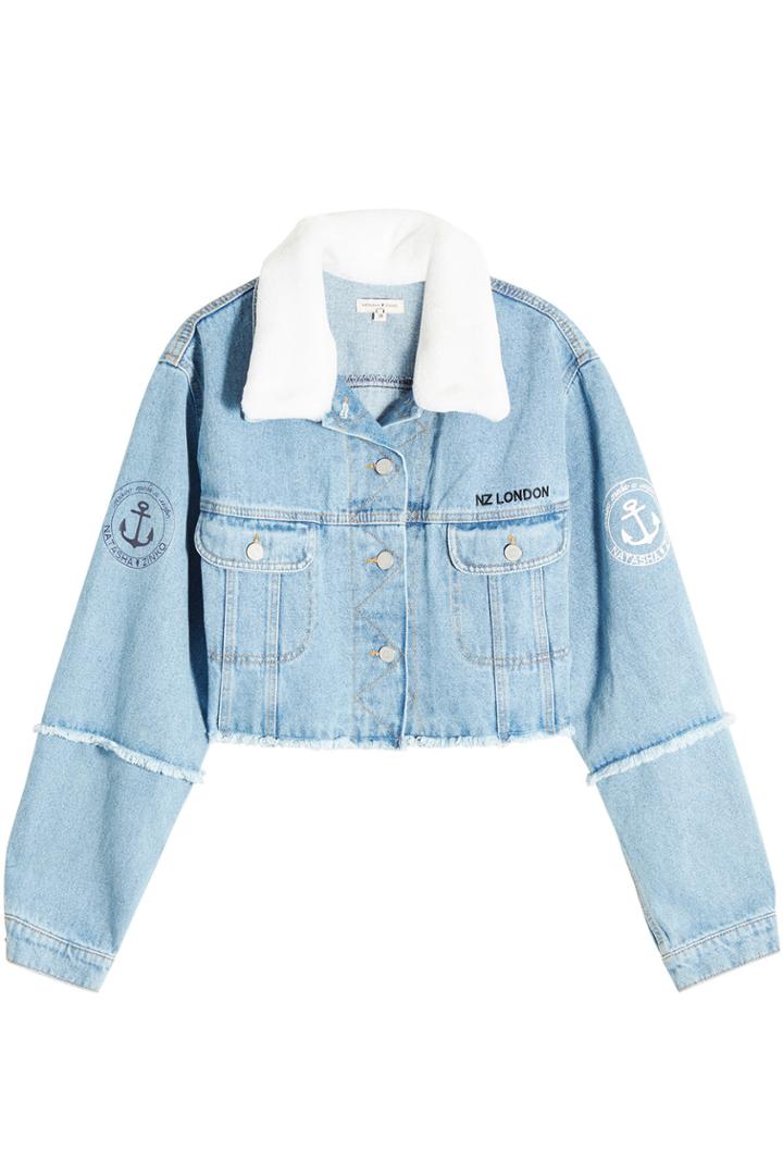 Natasha Zinko Natasha Zinko Denim Jacket With Rabbit Fur Collar