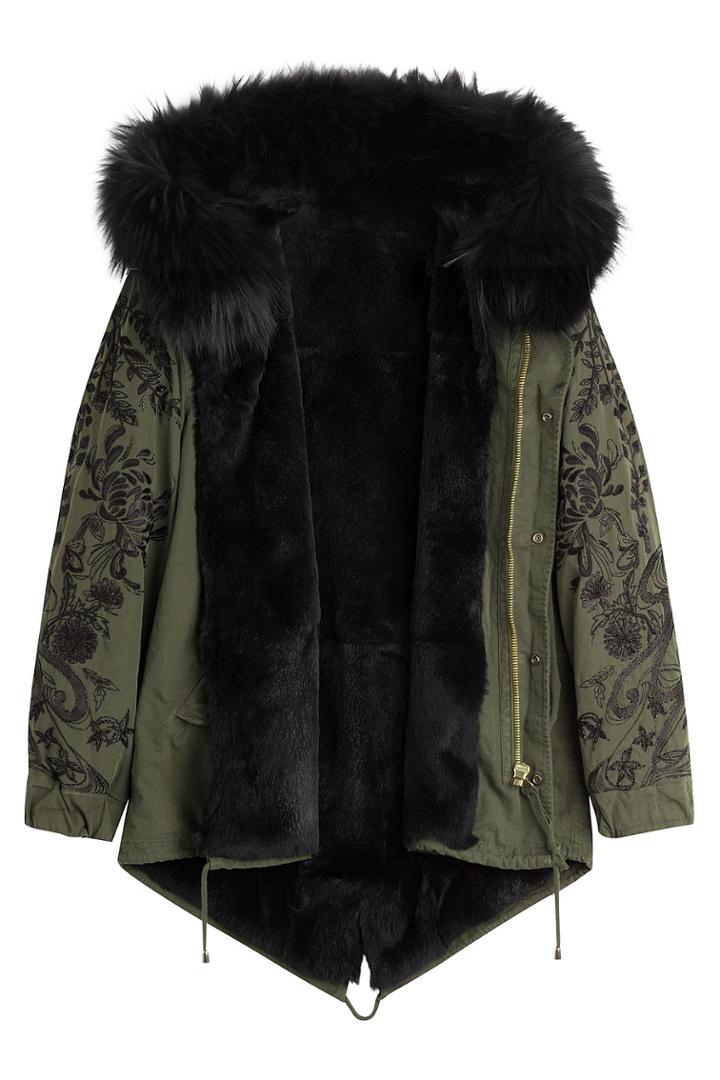 Barbed Barbed Cotton Parka With Raccoon Fur - Green