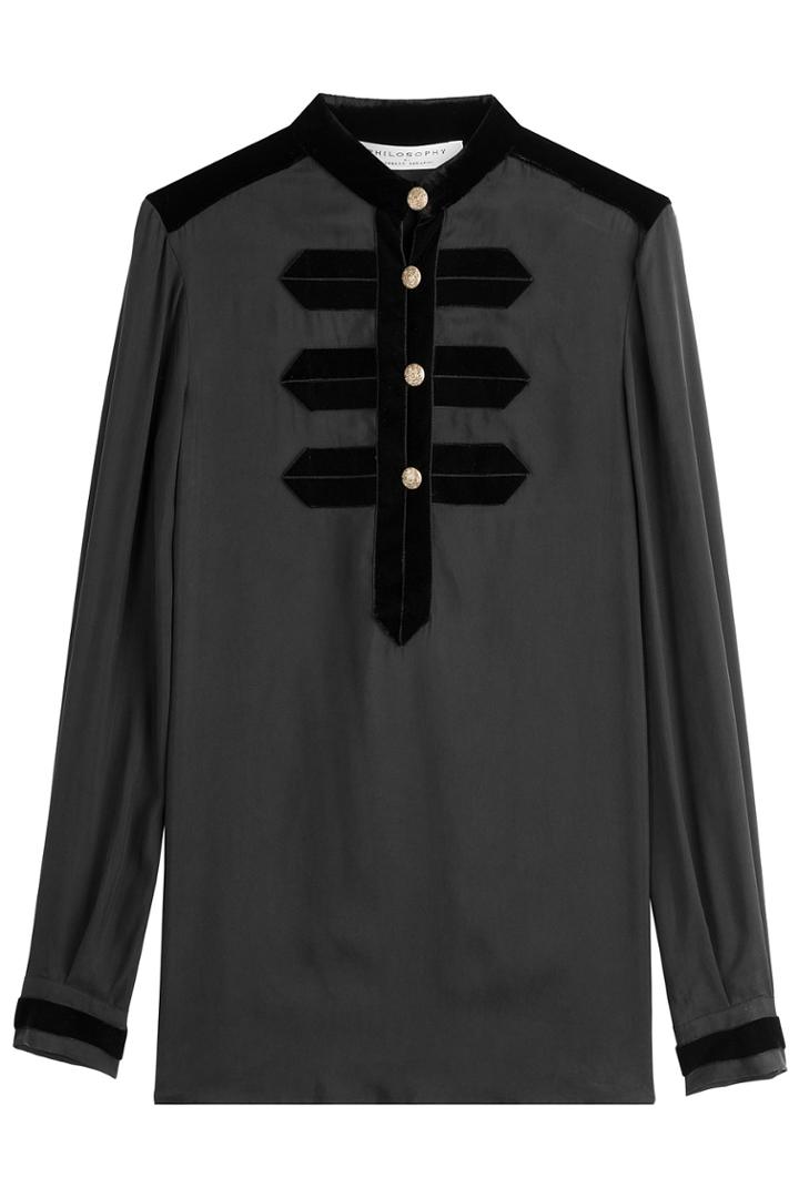 Philosophy Di Lorenzo Serafini Philosophy Di Lorenzo Serafini Blouse With Velvet Detail - Black