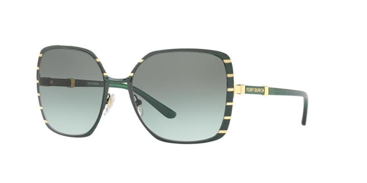 Tory Burch 57 Green Square Sunglasses - Ty6055