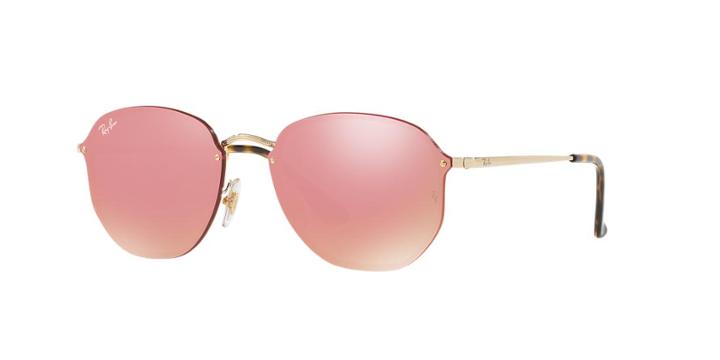Ray-ban Blaze Hexagonal Flat Lens Gold Rimless Sunglasses - Rb3579n
