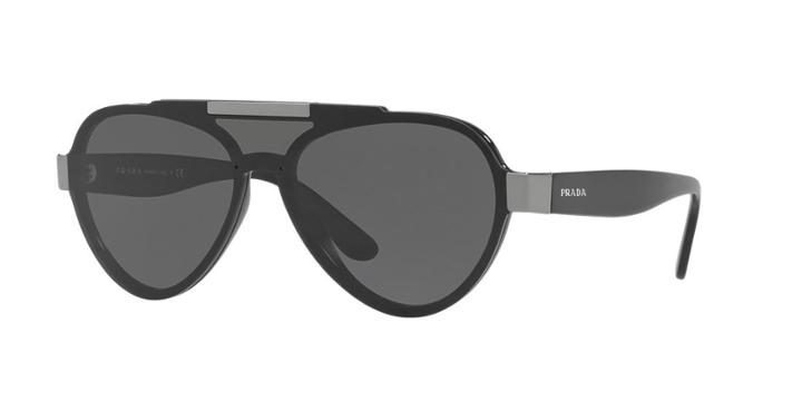 Prada Pr 01us 44 Black Aviator Sunglasses