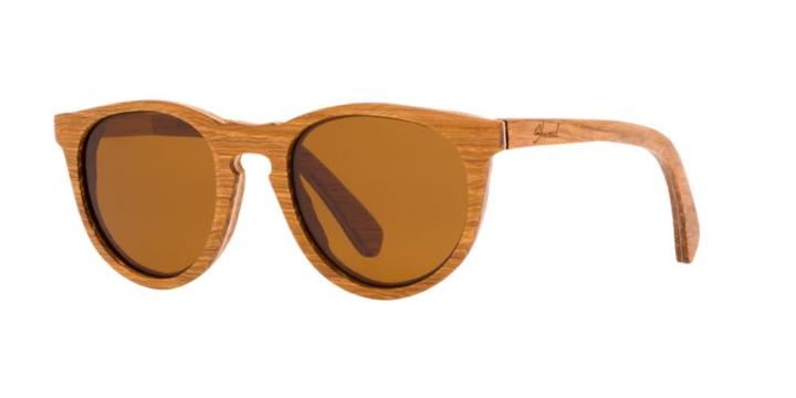 Shwood Belmont Wood Original 48 Brown Round Sunglasses