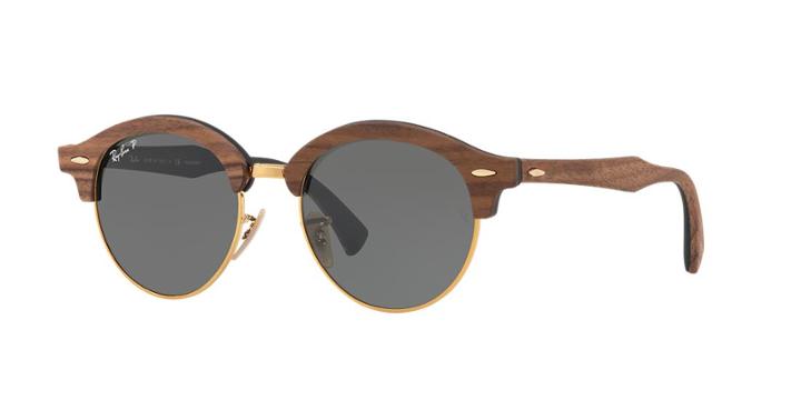 Ray-ban Rb4246m 51 Clubround Wood Gold Sunglasses