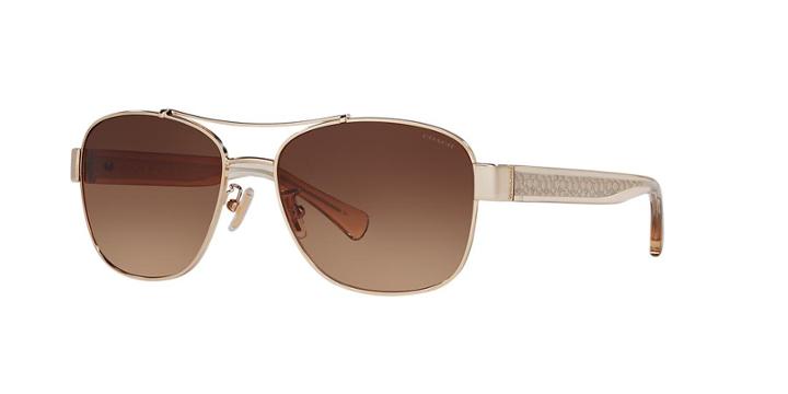 Coach Gold Aviator Sunglasses - Hc7064
