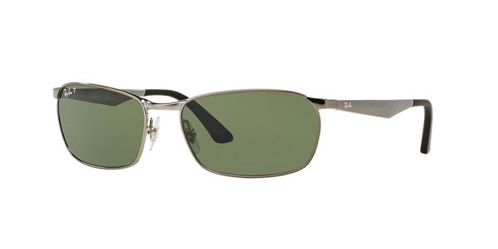 Ray-ban Gunmetal Rectangle Sunglasses - Rb3534