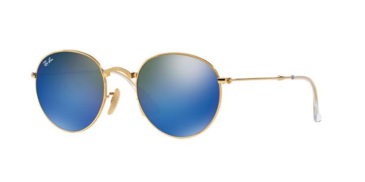 Ray-ban Gold Round Sunglasses - Rb3532
