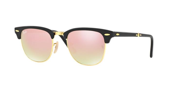 Ray-ban Clubmaster Folding Black Matte Square Sunglasses - Rb2176