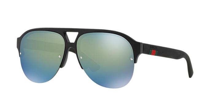 Gucci Gg0170s 59 Black Matte Aviator Sunglasses