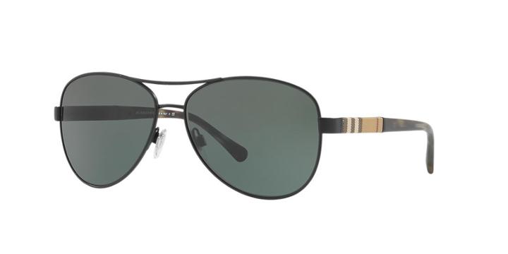 Burberry 59 Black Matte Aviator Sunglasses - Be3080