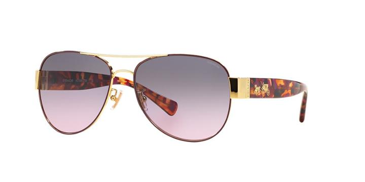 Coach 58 Gold Pilot Sunglasses - Hc7059