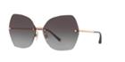 Dolce &amp; Gabbana 64 Rose Gold Square Sunglasses - Dg2204