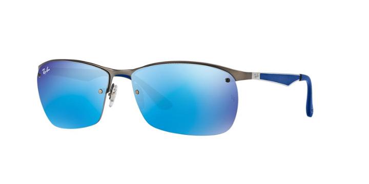 Ray-ban 64 Gunmetal Matte Square Sunglasses - Rb3550