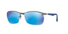 Ray-ban 64 Gunmetal Matte Square Sunglasses - Rb3550