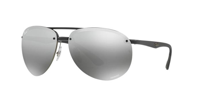 Ray-ban Rb4293ch 64 Black Matte Aviator Sunglasses
