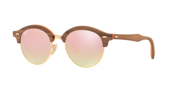 Ray-ban Rb4246m 51 Clubround Wood Bronze Sunglasses