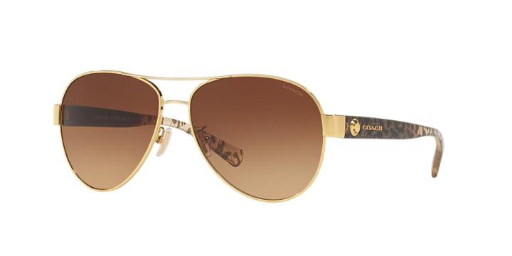 Coach Gold Aviator Sunglasses - Hc7063