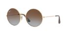 Ray-ban 55 Gold Round Sunglasses - Rb3592