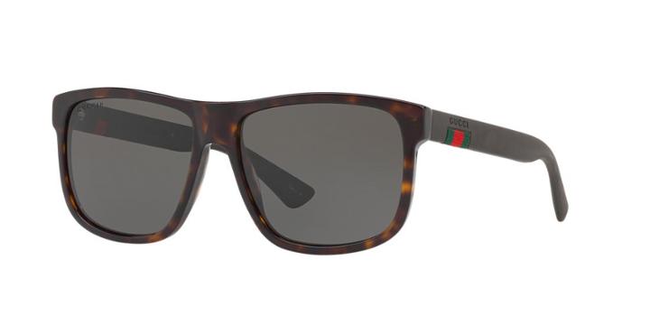 Gucci Gg0010s 58 Tortoise Rectangle Sunglasses