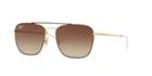 Ray-ban 55 Gold Wrap Sunglasses - Rb3588