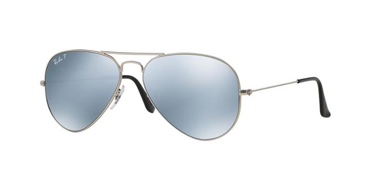 Ray-ban Aviator Silver Matte Sunglasses, Polarized - Rb3025