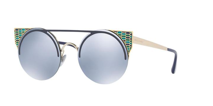 Bvlgari 54 Blue Round Sunglasses - Bv6088