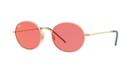 Ray-ban 53 Gold Oval Sunglasses - Rb3594