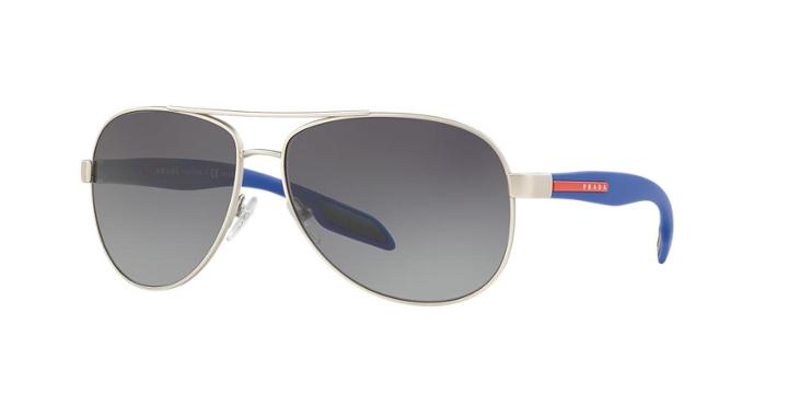 Prada Linea Rossa Ps 53ps Silver Aviator Sunglasses