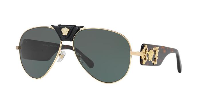Versace Ve2150q Gold Aviator Sunglasses