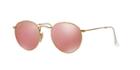 Ray-ban 53 Round Metal Gold Matte Wrap Sunglasses - Rb3447