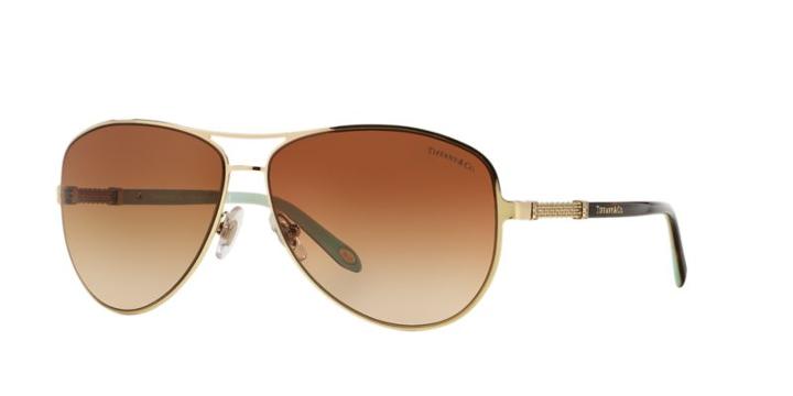 Tiffany &amp; Co. Tf3048b 60 Gold Aviator Sunglasses
