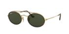 Ray-ban 52 Gold Oval Sunglasses - Rb3847n