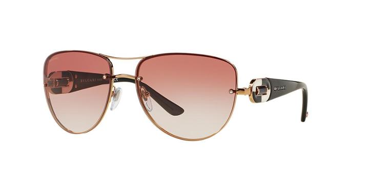 Bvlgari Rose Gold Aviator Sunglasses - Bv6053bm