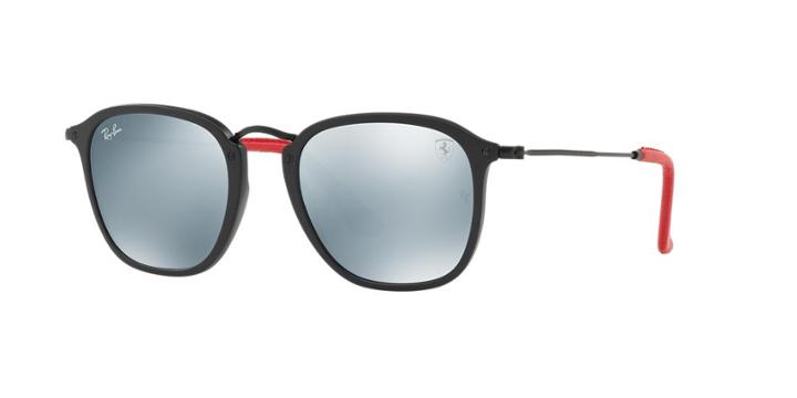 Ray-ban Rb2448nm Scuderia Ferrari Black Matte Square Sunglasses
