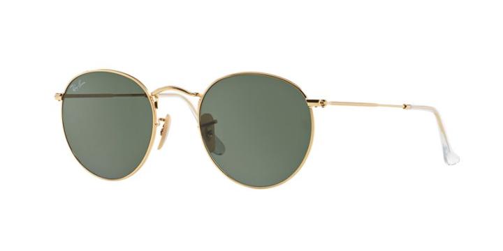 Ray-ban Gold / Green Round Sunglasses