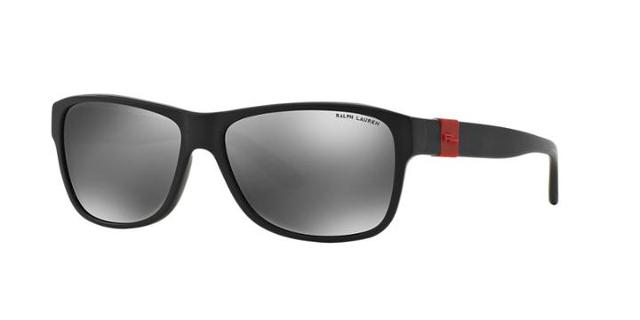 Ralph Lauren 60 Black Matte Rectangle Sunglasses - Rl8131