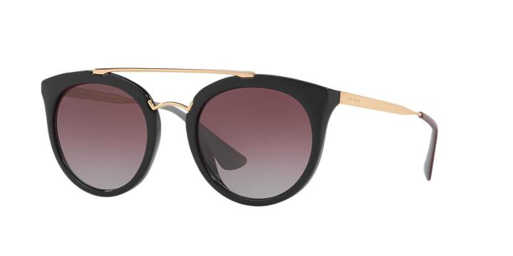 Prada Pr 23ss 52 Cinema Black Round Sunglasses